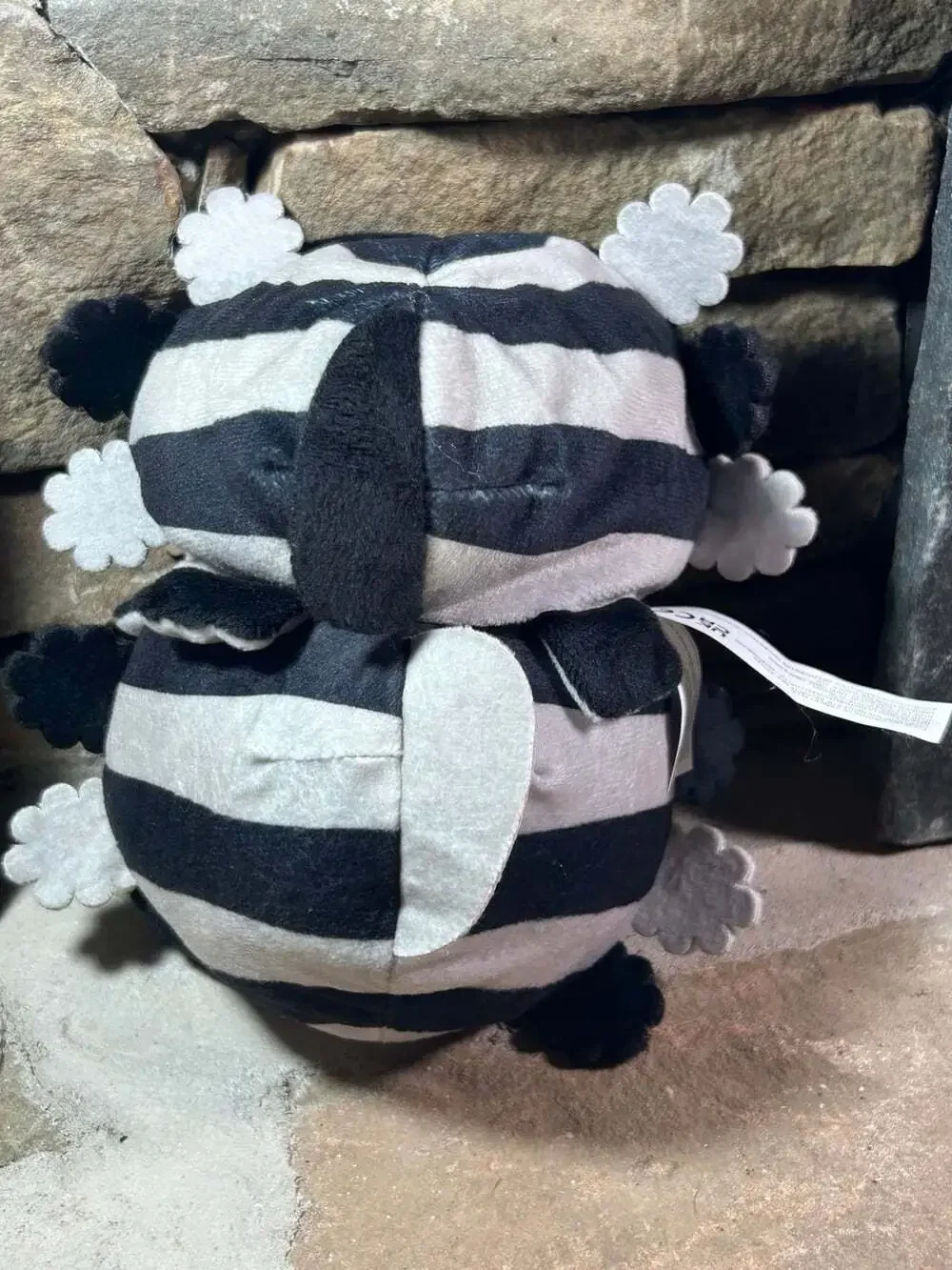 Rare TeeTurtle Axolotl Plush Black Grey Stripe Happy Reversible Stuffed plush